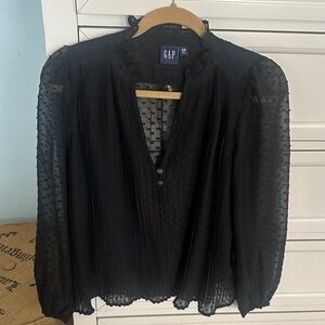 Like new GAP Women's Black Swiss Dot Textured Blouse